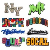 Patchs brodés en chenille thermocollants, lettres de l'alphabet, logo personnalisé, applique en tissu pour la décoration des vêtements