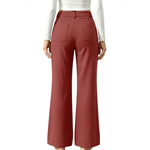 Pantalones de Campana Premium para Mujer, Cintura Media, Cómodos, 100% Algodón, Secado Rápido, Transpirables, Fabricación de Ropa Personalizada OEM ODM - Product Image 5