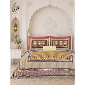 ANTRA 100x108 Inch Queen <b>Bed</b> Sheet with 2 Pillow <b>Covers</b> 120TC American Style 300TC Home Hotel Bedding - Product Image 1