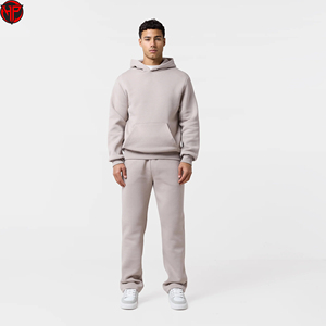 Men Beige Jogger Pants Casual Straight Leg <b>Trousers</b> <b>Elastic</b> Waist Sweatpants for Daily Wear Fleece Jogger Tracksuit Pants Men - Product Image 4