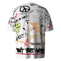 T-shirt surdimensionné à imprimé graffiti pour homme, streetwear, hip hop, tee-shirt imprimé vintage, mode décontractée, personnalisé, unisexe, coton/polyester