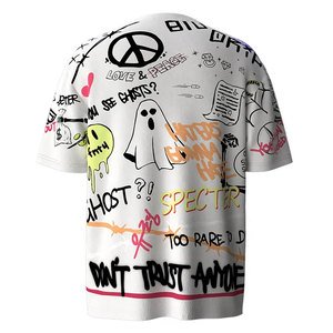 T-shirt surdimensionné à imprimé graffiti pour homme, streetwear, hip hop, tee-shirt imprimé vintage, mode décontractée, personnalisé, unisexe, coton/polyester - Product Image 3