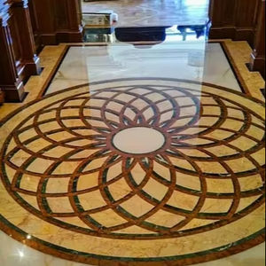 Carreaux de sol décoratifs en marbre blanc de luxe, incrustés et faits à la main, antidérapants et imperméables, pour salon, hôtel, école, hôpital - Product Image 1