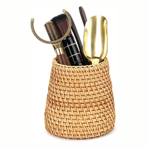 กล่องเก็บเครื่องเขียนหวายธรรมชาติ กล่องใส่ดินสอสำหรับเด็ก ที่ใส่กระปุกแบบเรียบ ตะกร้าใส่ปากกา - Product Image 1