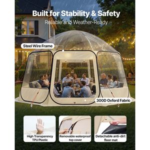 Tenda a Bolla Pop-up 15 x 13,8 piedi, Impermeabile e Resistente ai Raggi UV, Trasparente, per Campeggio, Giardino, Igloo - Product Image 3