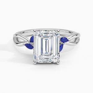 Bague BOJ 057 en argent 925 avec coupe émeraude, accents de saphir, bague en moissanite certifiée GRA 2ct D, pour mariage ou anniversaire - Product Image 1