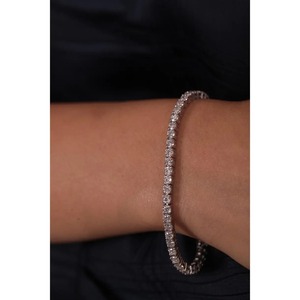 18K White Gold Plated CZ Diamond Tennis Bracelet Single Row <b>Round</b> Cut 4 Prong Setting Luxury Women Bracelet Wholsale - Product Image 6