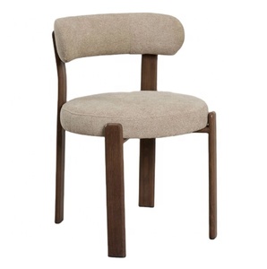 Sedia da Pranzo Moderna ed Elegante in Tessuto Marrone Imbottito con Schienale Curvo e Gambe in Ferro per <span class=keywords><strong>Cucina</strong></span> e Sala da Pranzo - Product Image 1