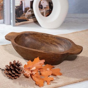 Eco Friendly Mango Wood Dough Bowl with Handles <b>Large</b> Serving Decor and Decoration Use Wooden Bowl Countertop <b>Keepsake</b> Bowls - Product Image 3