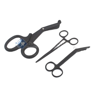 Ensemble professionnel de ciseaux Lister et hémostatiques en acier inoxydable de qualité supérieure, 3 ciseaux manuels noirs revêtus, certifiés CE Odontomed - Product Image 1