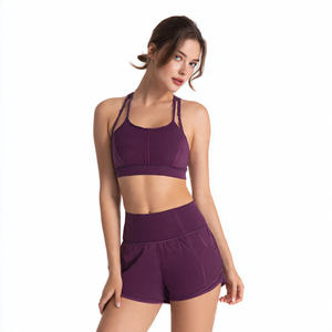 Conjunto Deportivo Personalizado para Mujer con Logotipo, Sujetador Deportivo y Pantalones Cortos Transpirables de Alta Elasticidad para Correr en Verano, MOQ 2 Piezas - Product Image 5