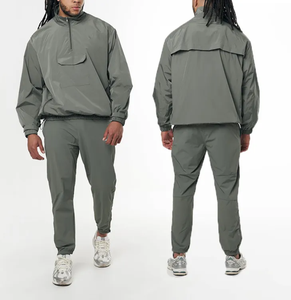 Chándal Gris para Hombre, Manga Larga, Media Cremallera, Estilo Deportivo, Ligero, Secado Rápido, Corte Regular, con Bolsillos Laterales, para Primavera - Product Image 4
