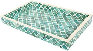 Plateau de service rectangulaire en os incrusté de qualité supérieure, fait main, décoratif, pour servir des boissons, du thé, du café et des collations - Product Image 6
