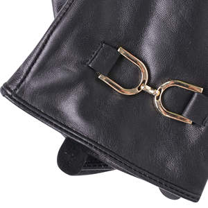 Women’s Leather fashion <b>Gloves</b> with Gold Horsebit Detail - Product Image 3