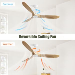 Ventilatore da Soffitto Moderno da 60 Pollici con 3 Pale in Legno Massello, 6 Velocità, Telecomando, 3 Colori Dimmerabili per Soggiorno - Product Image 2