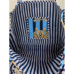 Bolso Tote Acolchado de Algodón con Estampado de Tigre a Rayas Azules, Bolso de Compras Abierto, para Uso en Todas las Estaciones - Product Image 2