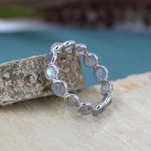 5mm Natural <b>Labradorite</b> Handmade 925 Sterling Silver Eternity Band Design Minimalist Rhodium Plating <b>Ring</b> Fine Jewelry For Women - Product Image 6