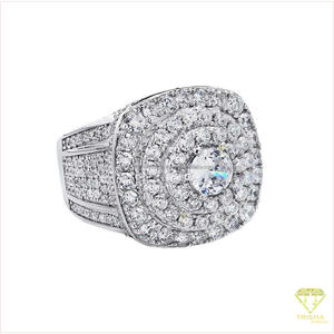 Bague en argent 925 de qualité supérieure avec diamant de laboratoire, couronne superposée audacieuse et détail central brillant pour la vente en gros de bijoux - Product Image 2