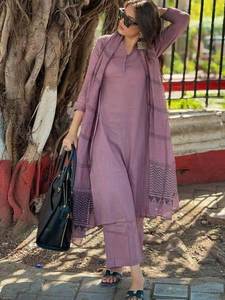 OFFRE SPÉCIALE ÉTÉ NOUVELLE COLLECTION SALWAR KAMEEZ TROIS PIÈCES avec DUPATTA IMPRIMÉE EN CHANDERI TISSU RAYON SLUB FORMEL - Product Image 2