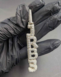 Pendentif de luxe en moissanite et diamant avec initiale, collier statement hip-hop en or blanc, bijou personnalisé avec nom, cadeau pour homme - Product Image 6