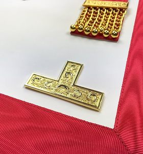 Masonic Scottish Rite Worshipful Apron AASR <b>Red</b> Silk Square Shape Handmade Cross Theme Decoration Accessory - Product Image 3