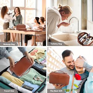 BAGMIND Lot de 2 trousses de maquillage portables en cuir grande capacité, étui de voyage pour cosmétiques Peach Loft S, solution de rangement élégante et portable - Product Image 5