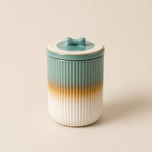 Luxury Ceramic Storage Canister Ribbed Ombre Glaze Airtight <b>Lid</b> Kitchen Organizer <b>Decorative</b> Counter Jar Premium Craftsmanship - Product Image 1