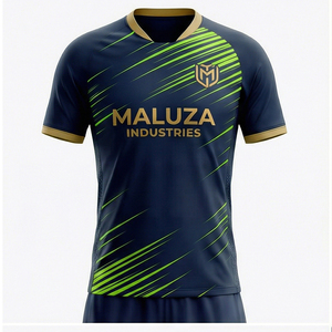 Kit de football OEM pour hommes, maillot de foot personnalisé, short respirant, uniforme d'entraînement, ensemble sportif noir et or - Product Image 1