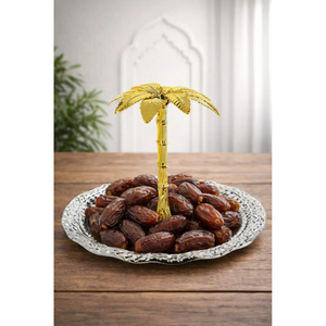 Bandeja redonda de metal para servir con soporte de palmera dorada, vajilla, bandeja para chocolate, para bodas, postres, frutas secas. - Product Image 2