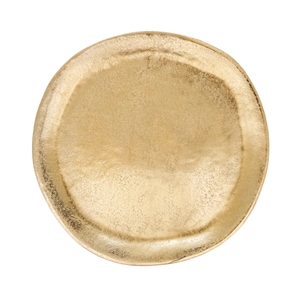 Assiette de présentation ronde élégante en aluminium argenté champagne avec bordure texturée irrégulière et organique pour table de haute couture. - Product Image 3