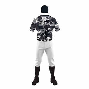 Uniforme de Béisbol Personalizado con Camuflaje, Manga Corta para Hombre, 100% Poliéster, Absorbe la Humedad, Impresión Sublimada, Nombre del Equipo, Jersey y Pantalones - Product Image 3