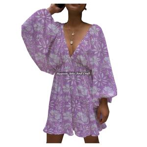 Nuevo Estilo, Venta Caliente, Ropa de Verano Sexy para Mujer, Vestido Estampado a Mano con Cuello en V Profundo, Vestido Sexy Mini con Cuello en V Profundo - Product Image 2