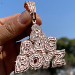 Lab Grown Diamond $ Bag Boyz Pendant Wholesale Custom Name <b>Letter</b> Pendant Iced Out Hip Hop Necklace - Product Image 3