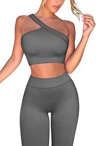 Conjunto Deportivo para Mujer, de Yoga, de un Solo Hombro, Color Sólido, Leggings de Alta Elasticidad, Ropa de Gimnasio - Product Image 4