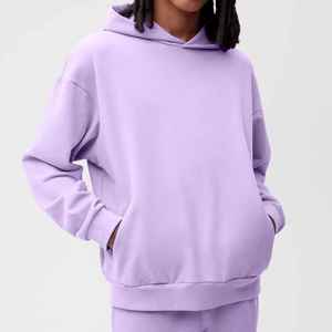 Sudadera con Capucha Unisex Color Lavanda, Corte Holgado, Tejido de Felpa Francesa, Estilo Casual para Otoño - Product Image 2