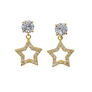 Pendientes de Estrella Abierta con Diamante Cultivado en Laboratorio de 0.80 Ct, Oro de 14K, Joyería Fina Minimalista para Fiesta - Product Image 1