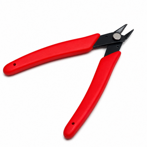 Pince coupante micro à poignée rouge, coupe conique, pour fil de bijouterie en acier, outil de découpe pour travaux de précision DIY - Product Image 1