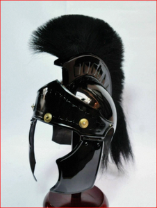 Casque romain médiéval avec plume noire, armure de casque romain - Product Image 5