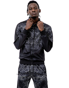 Combinaison de sport pour hommes, Sweat-shirt imprimé, haut de gamme, Sweat à capuche coupe cintrée avec fermeture éclair, tenue de sport, 2 pièces, bon marché, - Product Image 3