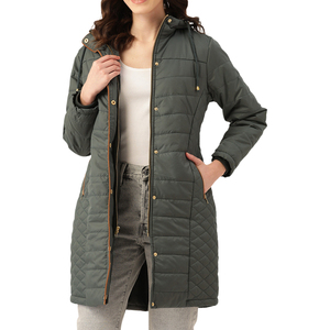 Abrigo largo de plumón para mujer con capucha, color liso, chaqueta acolchada, ropa de abrigo de invierno, gruesa, cálida, informal, a la moda, abrigo largo acolchado. - Product Image 2