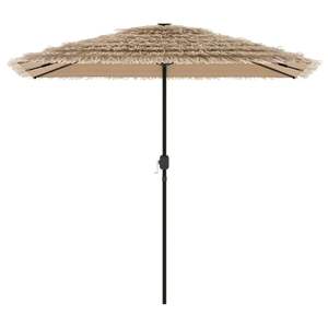 Grand parasol de jardin pliable en polyester marron et base pour l'extérieur - Product Image 3