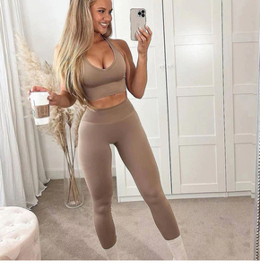 Ensemble de vêtements de yoga respirants et imprimés par sublimation pour femmes adultes, soutien-gorge de sport et leggings, vente en gros - Product Image 1