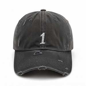Casquette de baseball noire vieillie One Apex pour homme, en coton lavé, avec lettres brodées, style streetwear décontracté, ajustable - Product Image 4