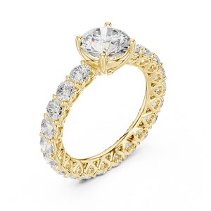 แหวนเพชรทองคำขาวสไตล์วินเทจ ประดับเพชรรูปไข่และทรงกลมแบบ Eternity Band ของขวัญเครื่องประดับ แหวนหมั้นเพชรทองคำขาว - Product Image 1