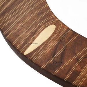 Mid Century Modern Irregular Shape Wooden Wall <b>Mirror</b> <b>Frame</b> With Brass Inlay - Product Image 5