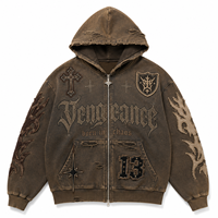 Sweat-shirt à capuche zippé unisexe en denim uni, coupe oversize, respirant, décontracté, automne, avec patch brodé, style streetwear