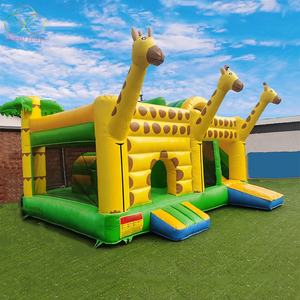 Calcomanía de jirafa Animal amarillo Super Jumping Castle Inflable Bouncer Combo para niños Moon Bounce House - Product Image 2