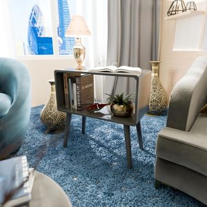 Retro Bookcase Nightstand, End <b>Table</b>, Bed <b>Side</b> <b>Table</b> for <b>Small</b> Spaces Magazine Stand with Storage Engineered Wood - Product Image 3