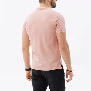 Polo en piqué 100 % coton rose à manches courtes pour homme, décontracté, uni, toutes couleurs, respirant, tricoté, coupe classique avec boutons - Product Image 2