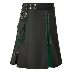 Kilt écossais hybride traditionnel et moderne noir et vert pour homme avec poches latérales amovibles 2026 - Product Image 1